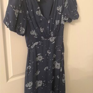 Club Monaco Navy Floral Midi Dress